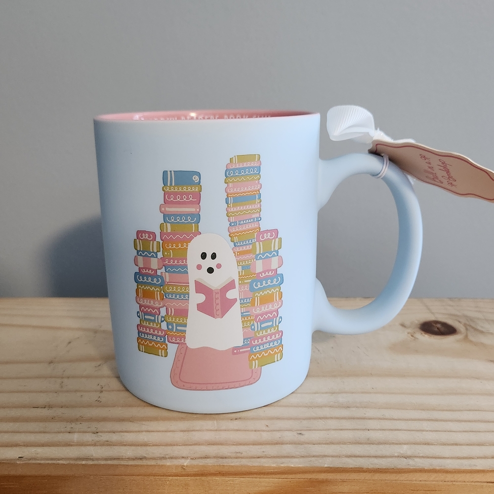 Spooky Readers Book Club Soft Touch Pastel Ghost Halloween Fall Mug NWT